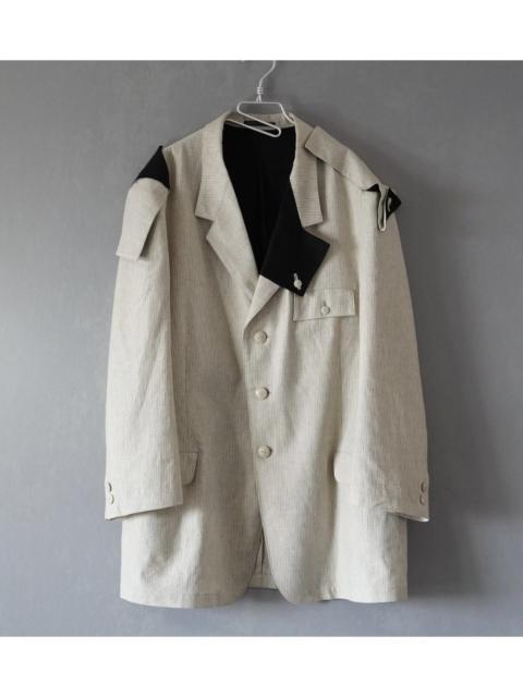 Yohji Yamamoto Yohji Yamamoto 22SS Cotton and linen striped square jacket