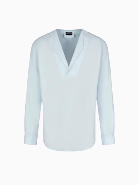 GIORGIO ARMANI LINEN AND SILK POLO SHIRT