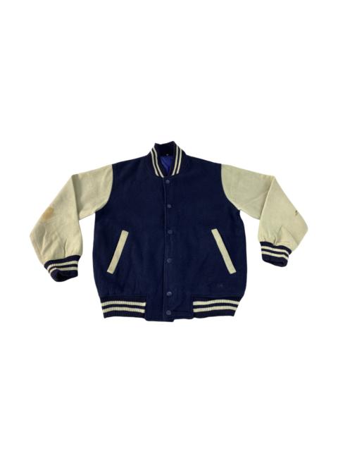 Other Designers Vintage - Hype 90s Simple Japanese Brand Varsity Jacket Wool Sleeve