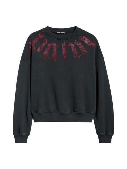 Palm Angels Palm Angels Big Neck Logo Sweatshirt in Black Burgundy at Nordstrom