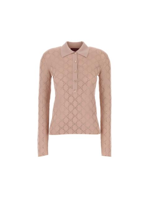 GUCCI GUCCI Antiqued Pink Wool Polo Shirt New & Authentic (Women's