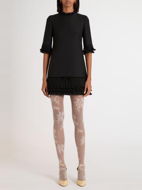 Valentino Valentino Garavani Ruffle Trim Crepe Couture Minidress in Black at Nordstrom