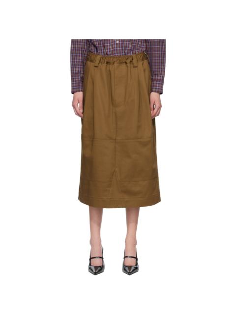 Meryll Rogge Brown Workwear Drawstring Denim Midi Skirt