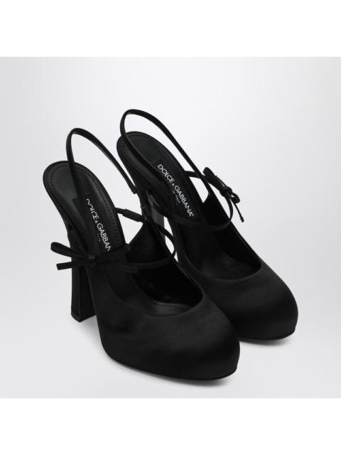 Dolce & Gabbana Dolce&Gabbana High Black Satin Slingback Women