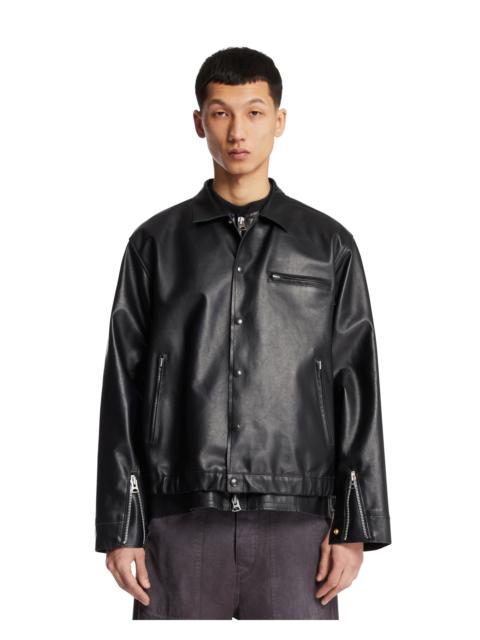 sacai Black Leather Blouson Jacket