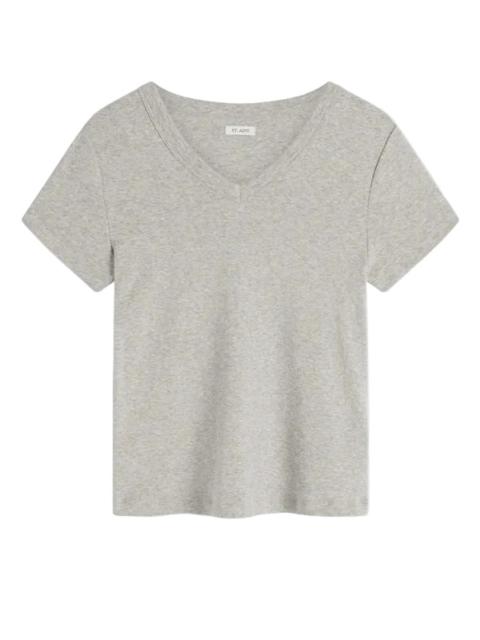 ST. AGNI Organic Cotton V Neck Tee in Grey Marle