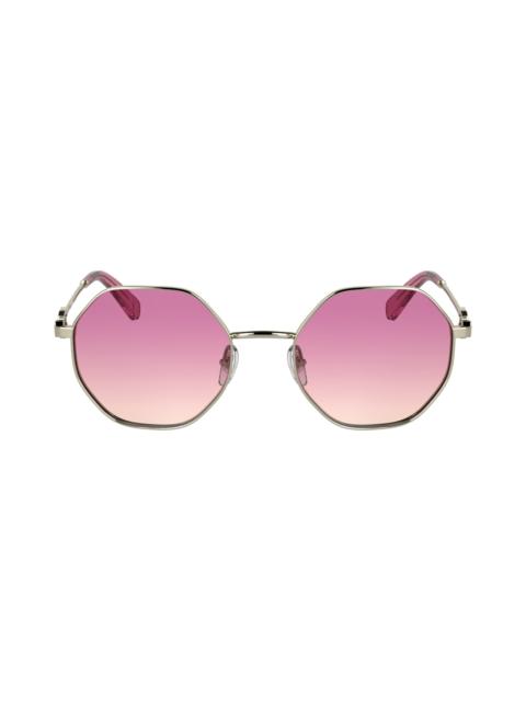 Longchamp Longchamp Le Foulonné 52mm Gradient Round Sunglasses in Gold/Gradient Pink at Nordstrom