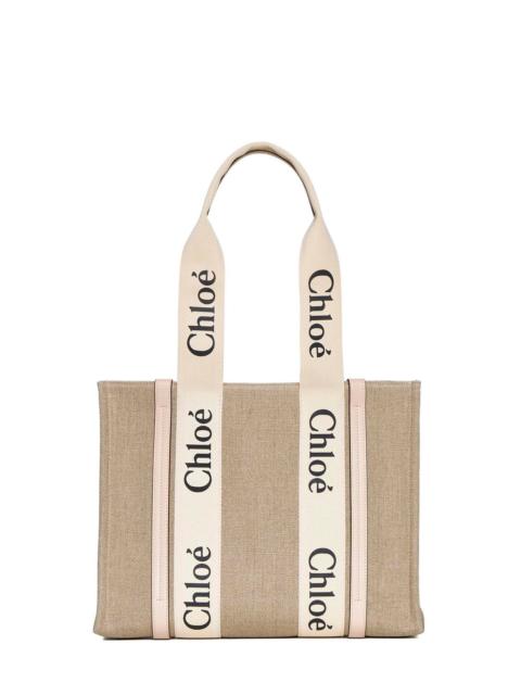 Chloé Chloé Women Medium Woody Tote Bag In Linen