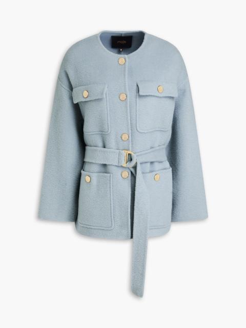 maje Belted wool-blend felt coat