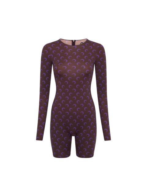Marine Serre MOON PRINTED JERSEY LS SHORT CATSUIT