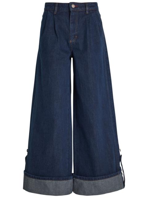 DAMSON MADDER. Damson Madder Wylie Turn-up Wide-leg Jeans