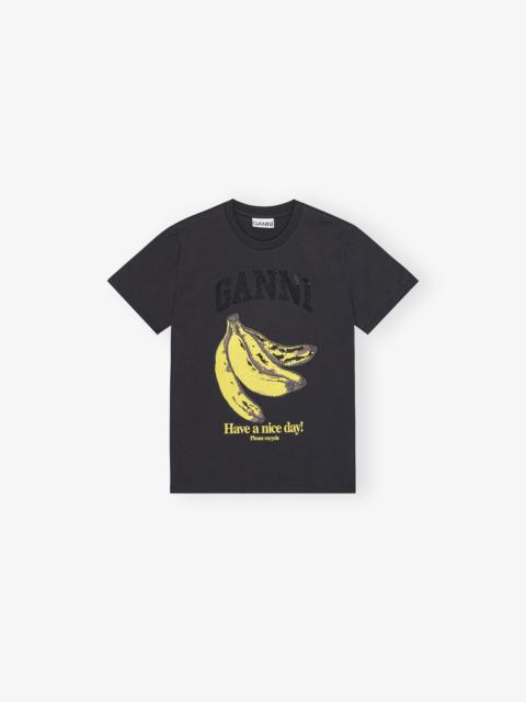GANNI BLACK BANANA GRAPHIC T-SHIRT