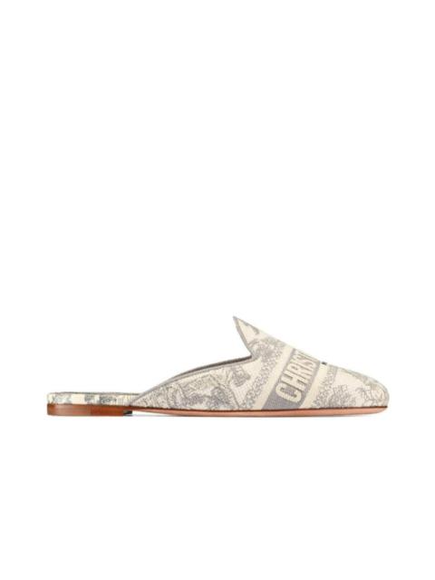 Dior Dior Toile de Jouy Motif Flat Mules in Grey Stone