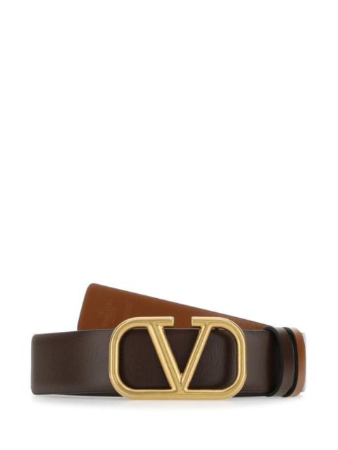 Valentino VLOGO SIGNATURE REVERSIBLE ELK-PRINT CALFSKIN BELT 30 MM