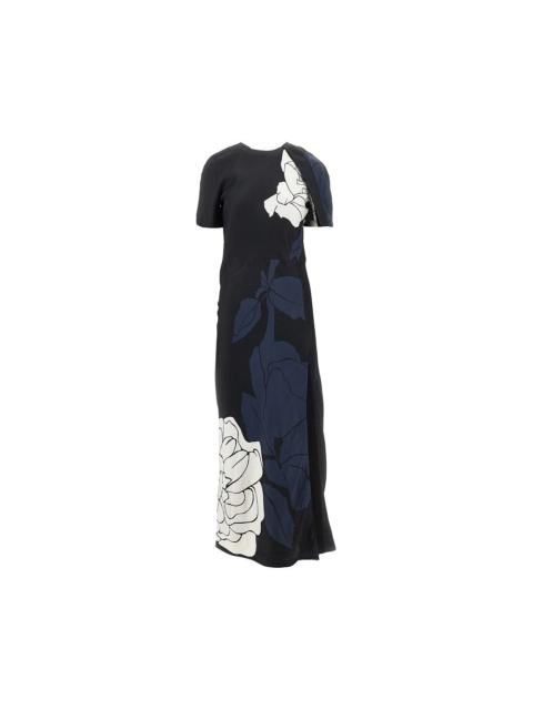 Victoria Beckham FLORAL VISCOSE MIDI DRESS WITH SIDE SLIT