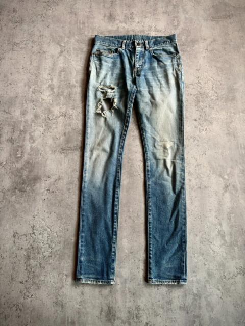 SAINT LAURENT Saint Laurent 20SS D02 Blue Washed Distressed Jeans