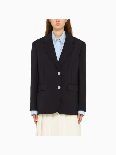 Prada Blue Single-Breasted Jacket In Wool Women