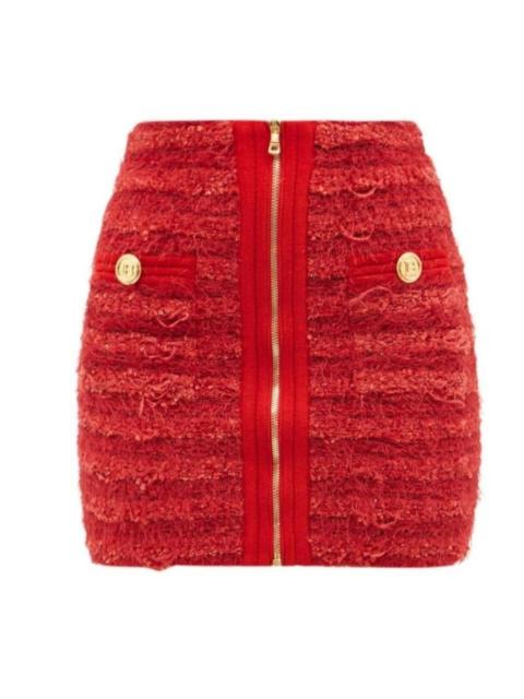 Balmain Zipped Tweed Mini Skirt