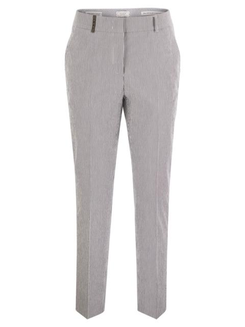 Peserico - Peserico Women Seersucker Cotton Cigarette Trousers