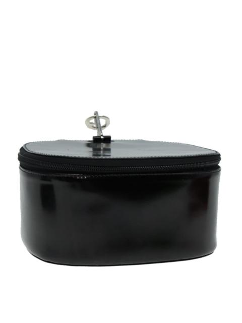 GUCCI GUCCI Bamboo Vanity Hand Bag Patent Black Silver