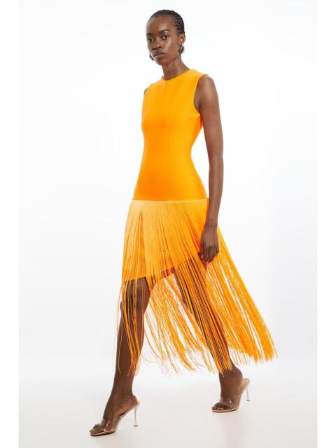 KAREN MILLEN Figure Form Bandage Tassel Hem Knitted Dress