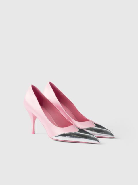 Prada Satin and metallic leather pumps