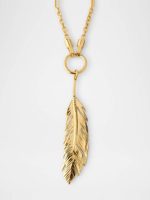 Men's Small Gold-Tone Feather Pendant Necklace