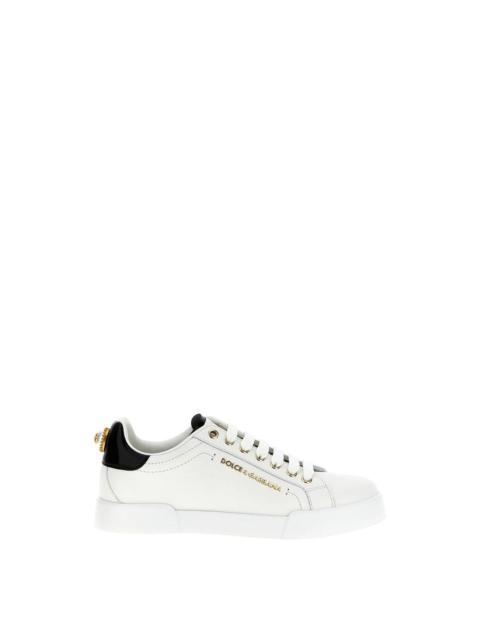Dolce & Gabbana DOLCE & GABBANA Portofino White Leather Sneakers New & Authe