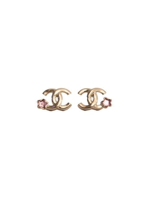CHANEL Chanel CC With Pink Star Stud Earrings Gold