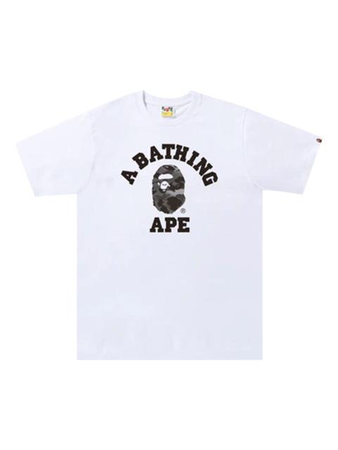 A BATHING APE® BAPE Grid Camo College Tee 'White/Black'
