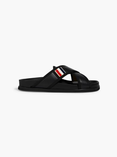 Thom Browne Grosgrain-trimmed leather sandals