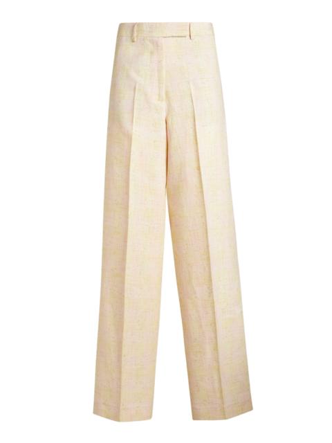 Etro Linen-Blend Wide-Leg Pants tan