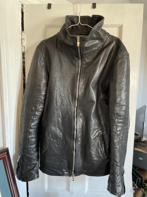 Guidi Iconic High neck Leather Moto Jacket