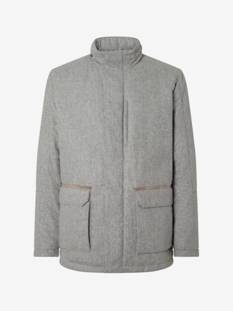 CORNELIANI Medium melange grey technical cashmere field jacket