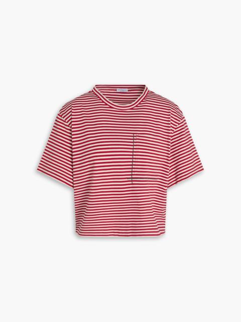 Brunello Cucinelli Bead-embellished striped cotton-jersey T-shirt