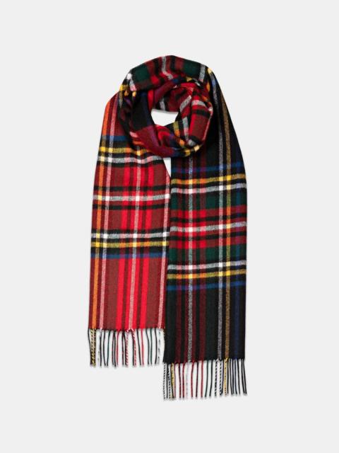 GLOVERALL Unisex Oversized Lambswool Scarf Black Royal Stewart