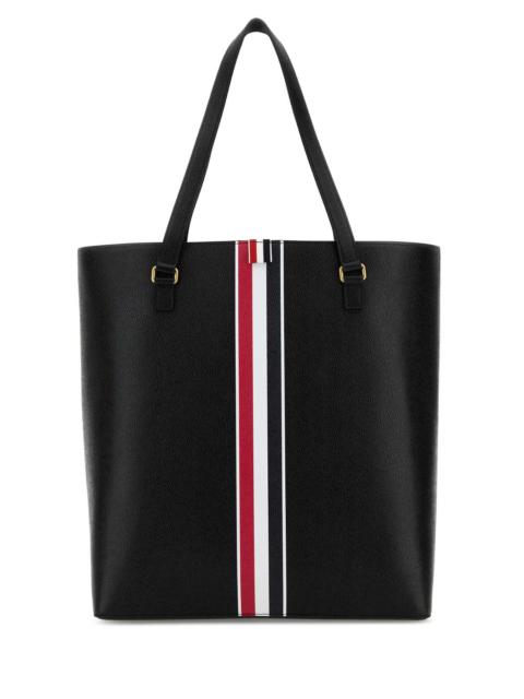Thom Browne Thom Browne Men Black Leather Shopping Bag