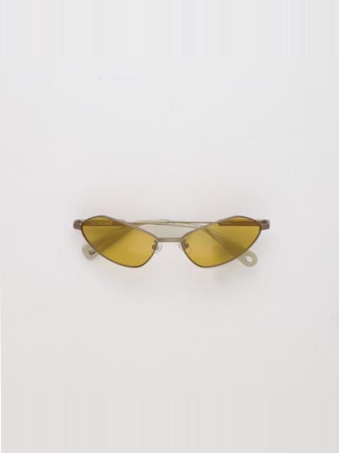 JACQUEMUS Bambino Angular Sunglasses in Metal Matt Putty