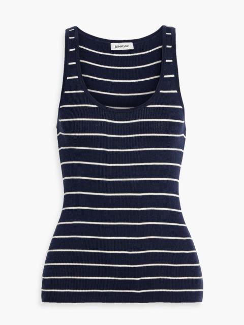 SIMKHAI Kioni striped ribbed silk and cashmere-blend tank