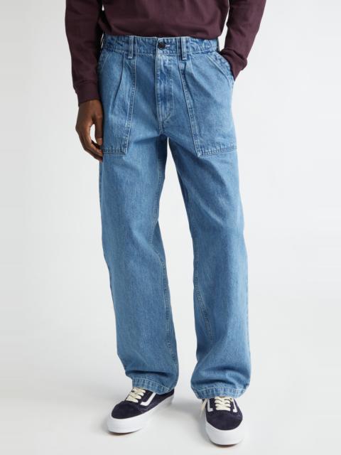 Noah Noah Pleated Denim Fatigue Pants in Indigo at Nordstrom