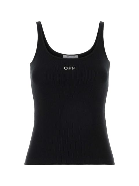 Off-White Black Stretch Cotton Tank Top