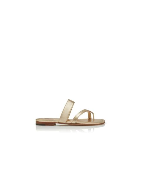 Manolo Blahnik Gold Nappa Leather Flat Sandals