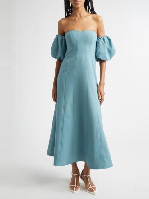 ULLA JOHNSON Ulla Johnson Nina Off the Shoulder Dress in Ocean at Nordstrom