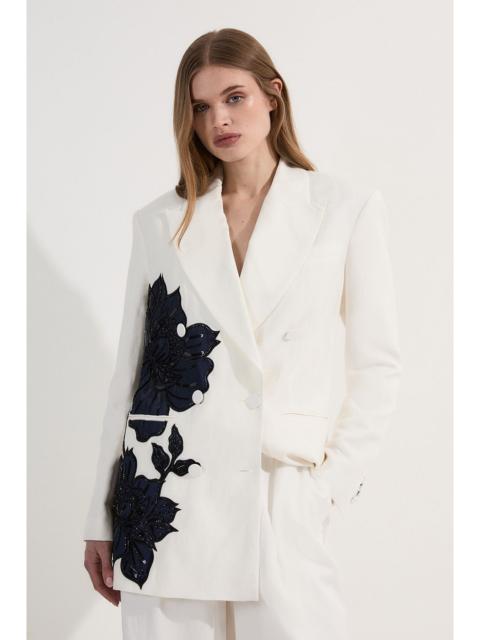 KAREN MILLEN Premium Summer Embellished Applique Tailored Jacket