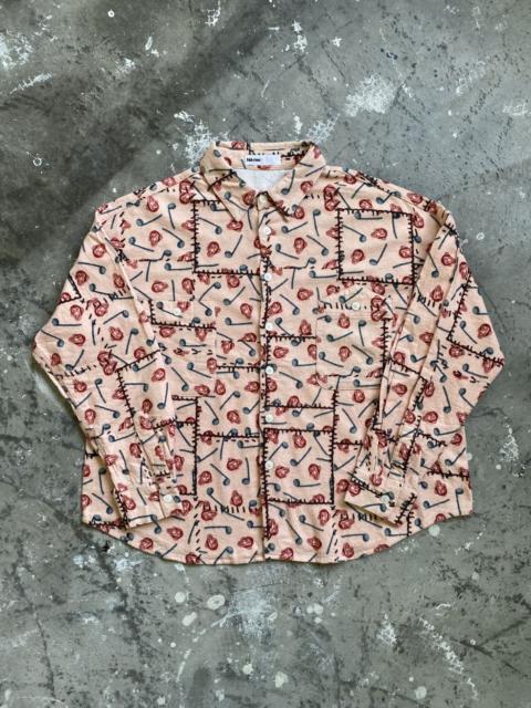 Other Designers Vintage Ne-Net Monkey Motif Monogram Button Up Shirt