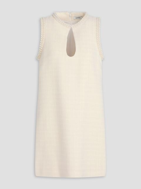 Sandro Faux pearl-embellished tweed mini dress