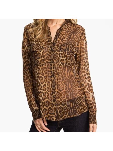 Other Designers BCBGMaxAzria - BCBG Max Azria Anderson Sheer Silk Animal Cheetah Print Blouse Top