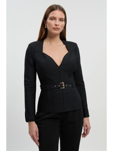 KAREN MILLEN Figure Form Bandage Belted Top