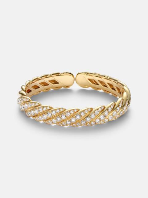 DAVID YURMAN Sculpted Cable Flex 18kt gold bracelet with diamonds