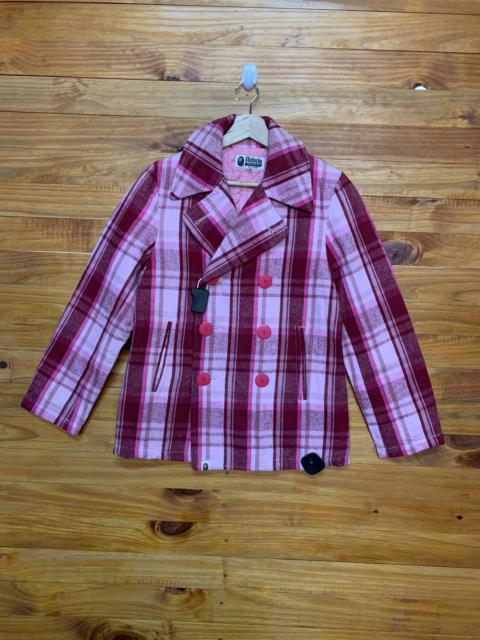 A BATHING APE® NWT A Bathing Ape Wool Plaid Pea Coat